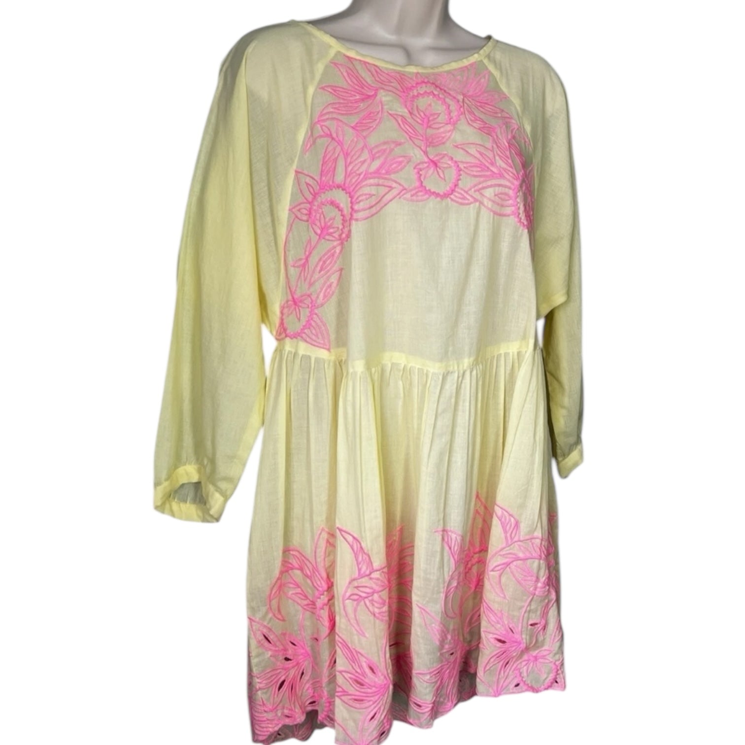 Juliet Dunn Embroidered Batwing Dress – Mini, Cotton, Size 1 (UK8)