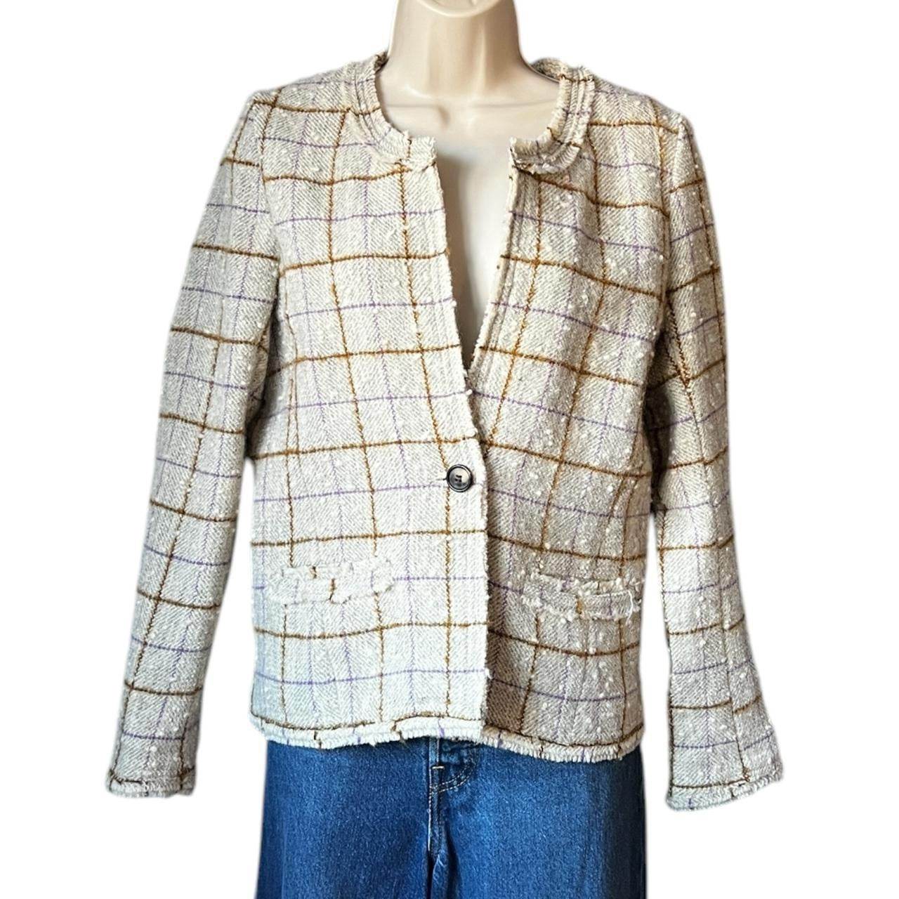 Isabel Marant Étoile Bouclé Tweed Fringe Jacket – Ecru Check, FR40 – pre-loved