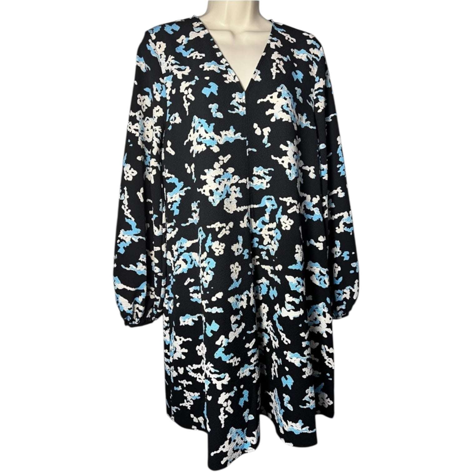 Stine Goya Wallpaper Print Mini Dress – V-Neck, Puff Sleeves, XS – pre-loved