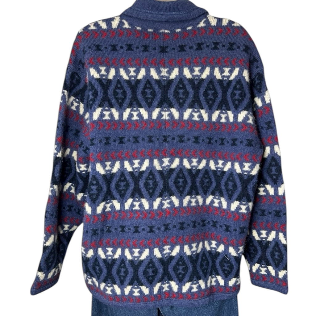 Vintage Laura Ashley Wool Knit Intarsia Cardigan – M