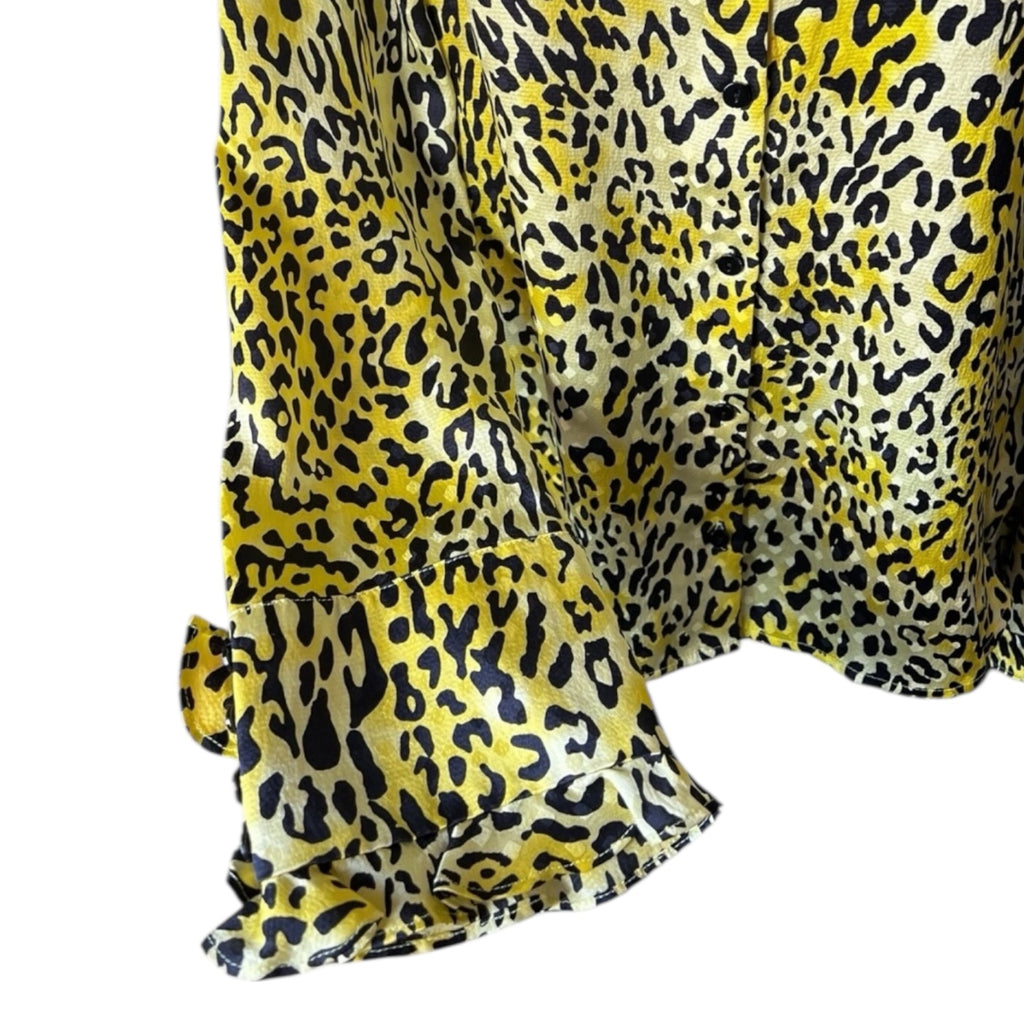 Baum Und Pferdgarten Silk Frill Cuff Blouse – Leopard Print, EU38