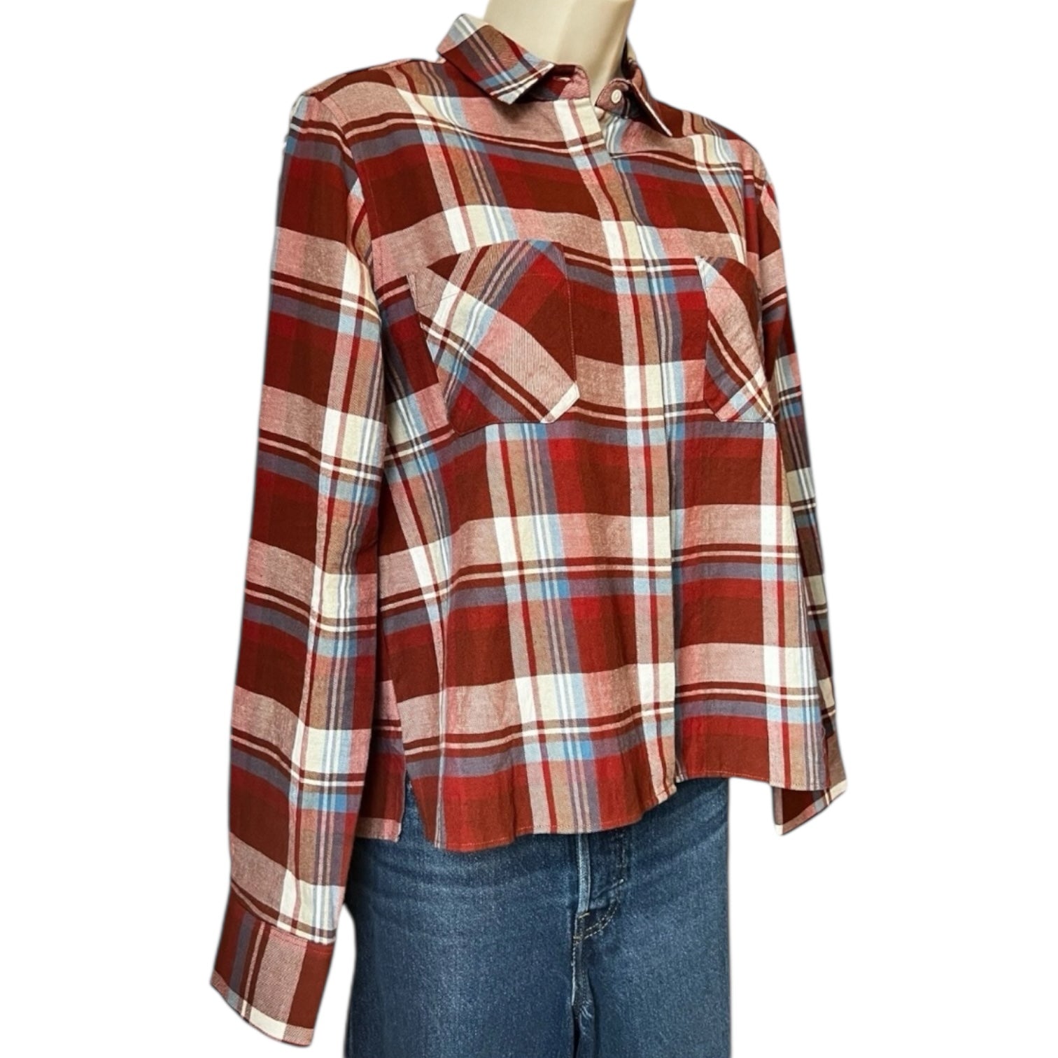 Chloé Stora Flannel Plaid Cropped Shirt – FR36 / UK8