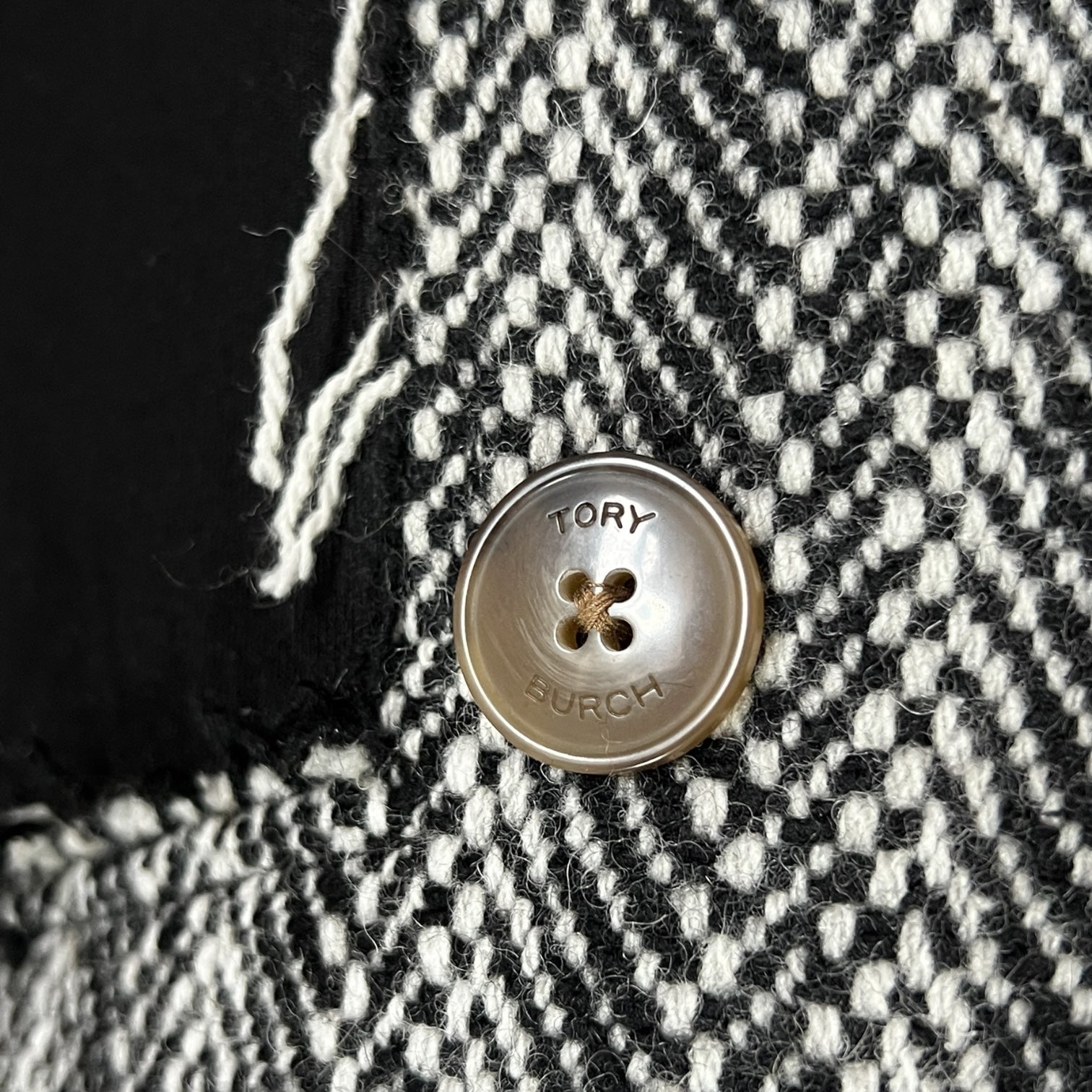 Tory Burch Runway 2020 Raw Tweed Wool Double Breasted Coat - US6