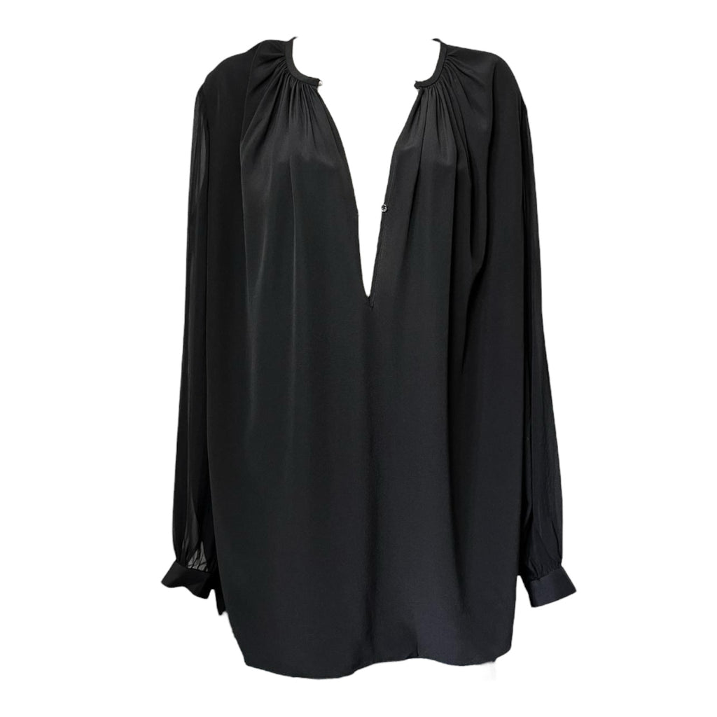 Joseph Silk Carlton Keyhole Long Sleeve Blouse – FR38