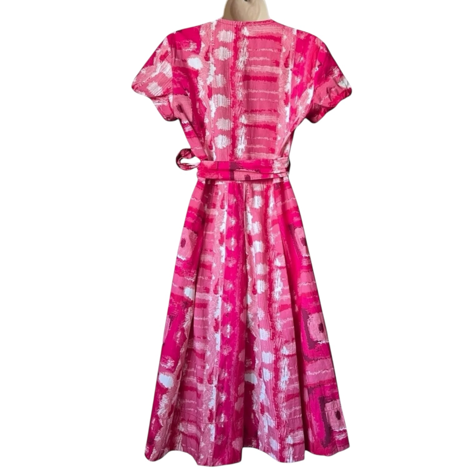 MaxMara Weekend Cotton Wrap Dress – Abstract Print, Flare Style, UK 10 – pre-loved