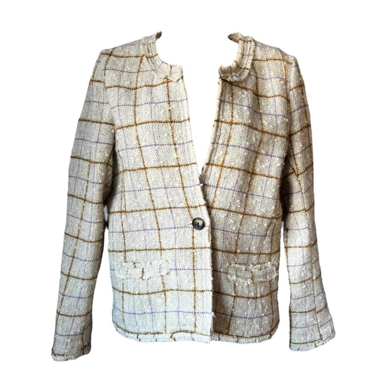 Isabel Marant Étoile Bouclé Tweed Fringe Jacket – Ecru Check, FR40 – pre-loved