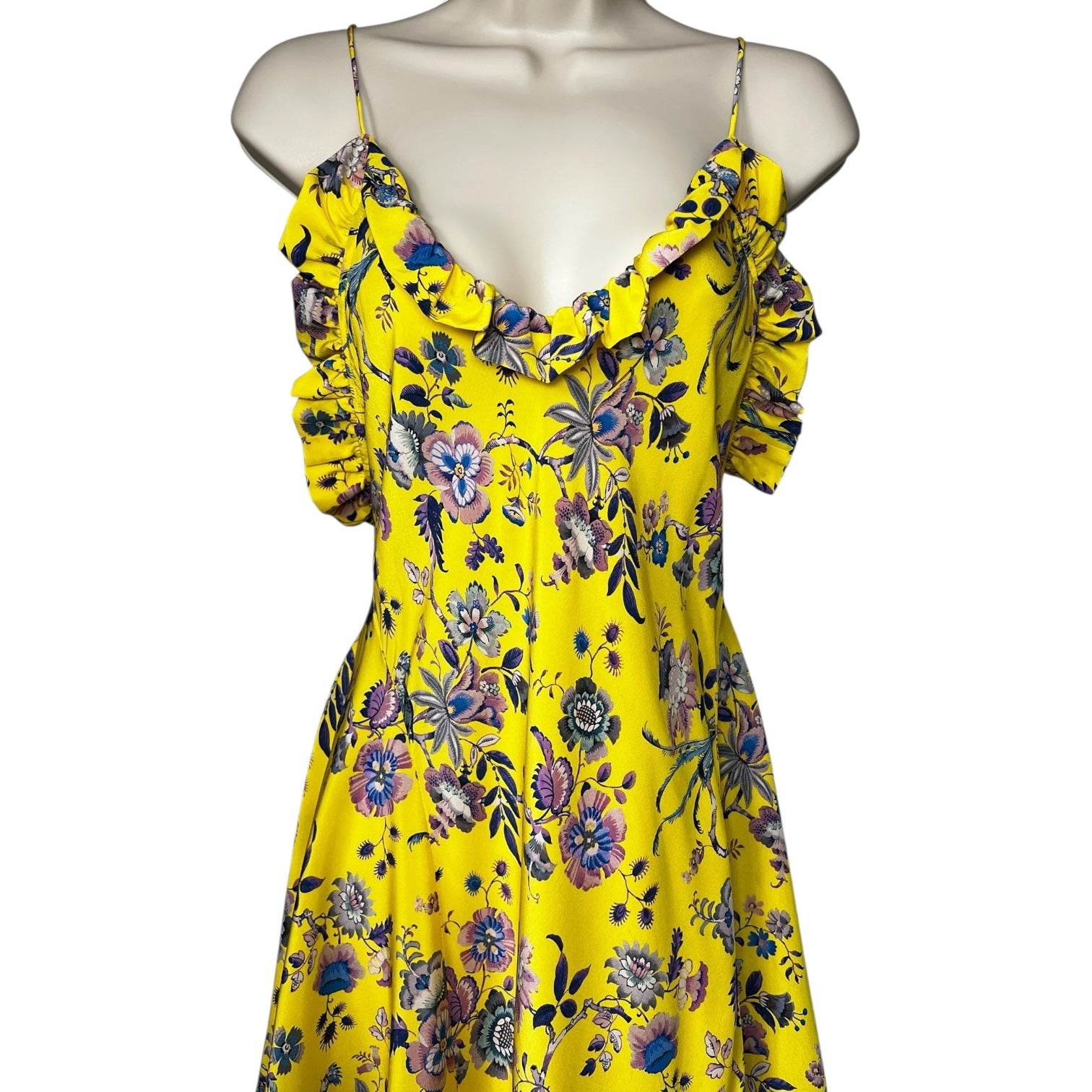 Les Rêveries Floral Silk Ruffle Mini Dress – Liberty Fabric, US2 – pre-loved