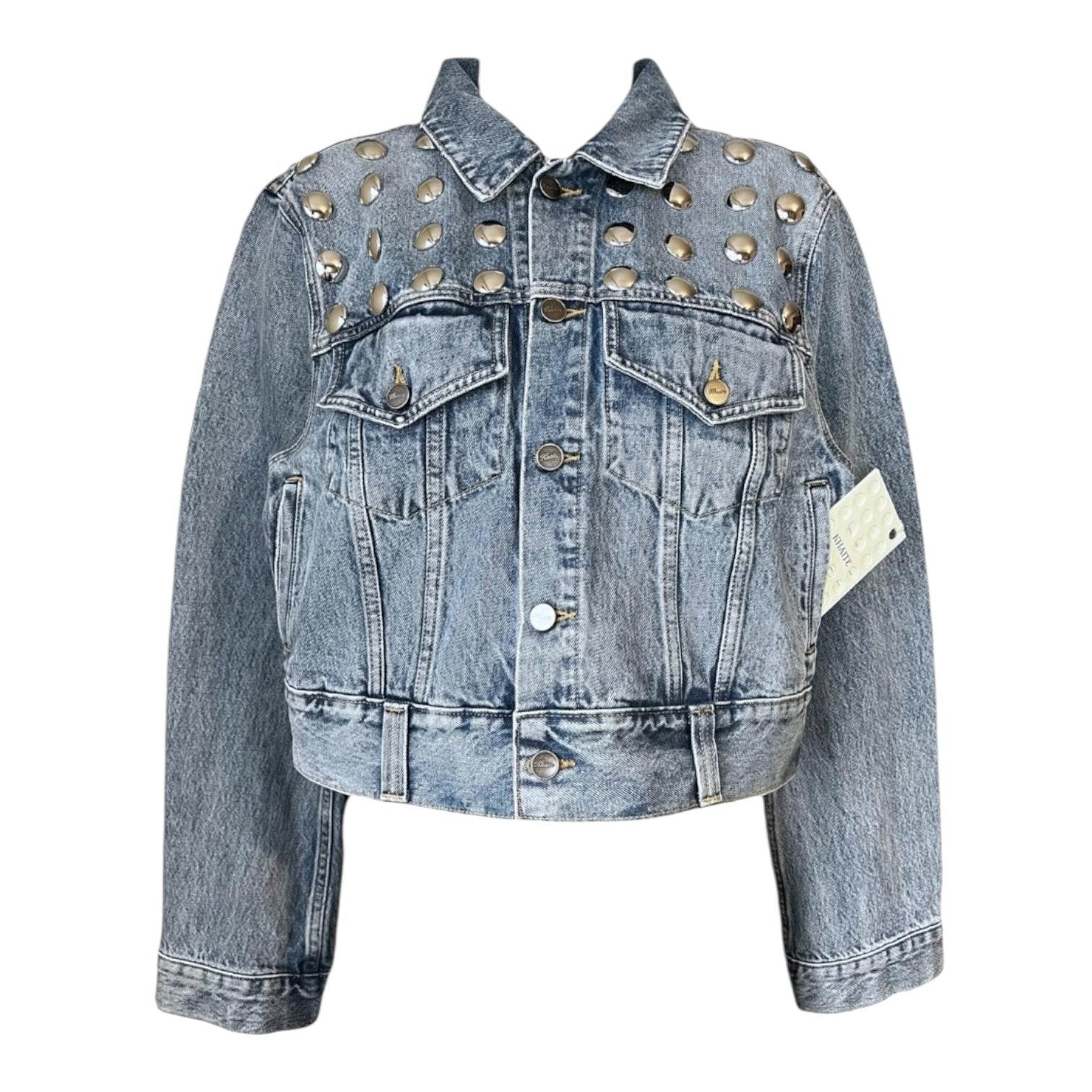 Khaite ‘Rizzo’ Studded Denim Jacket – Silver Hardware, Western Chic, Size L – pre-loved