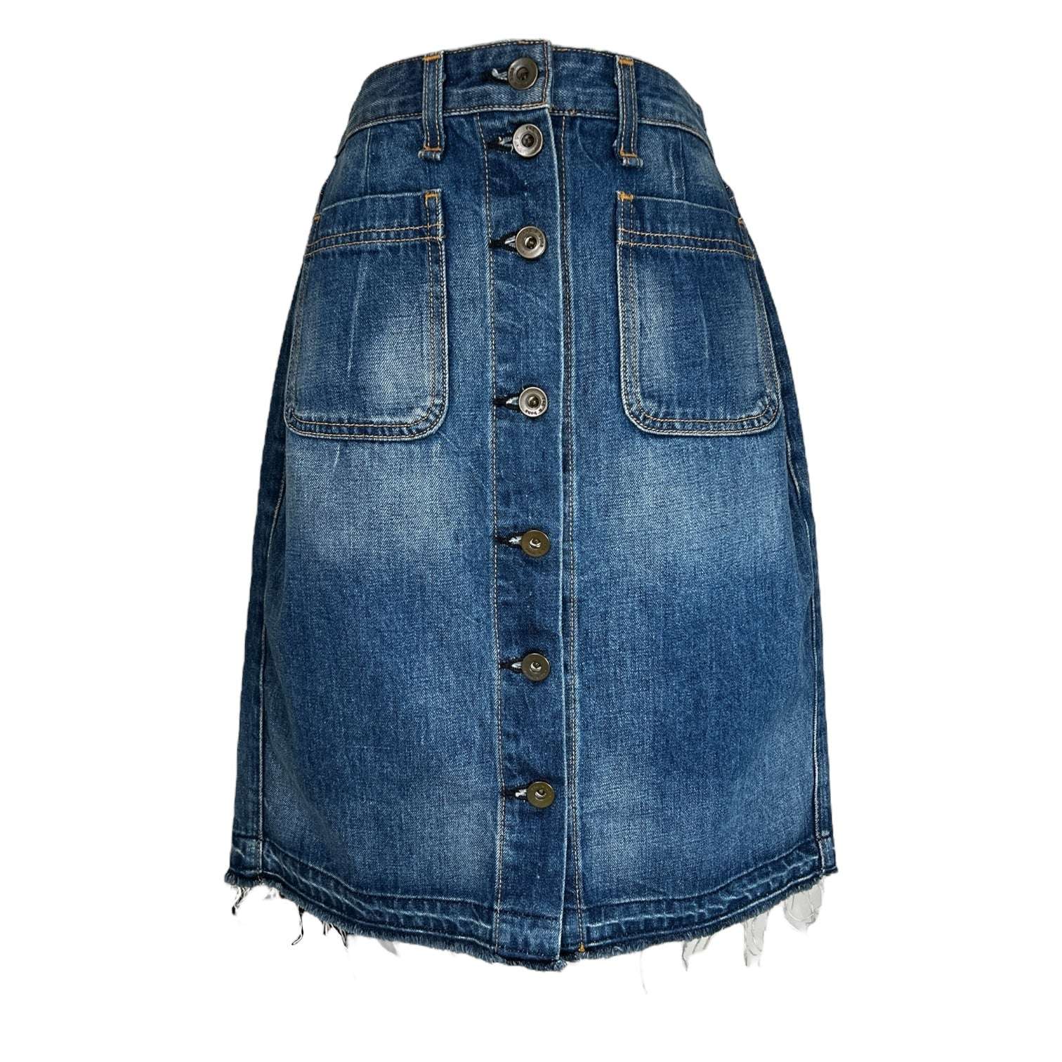 Rag & Bone Denim Mini Skirt – Patch Pockets, High Waisted, W25 – pre-loved
