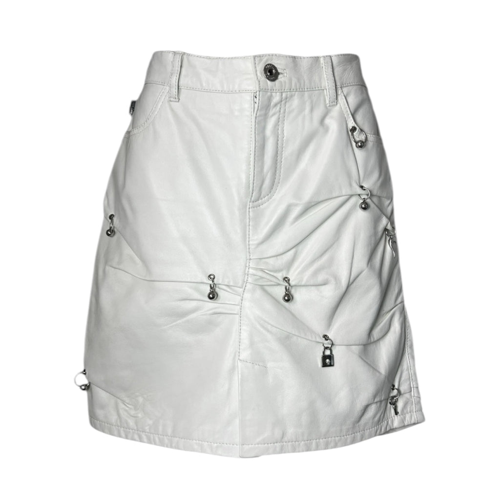Vintage Moschino Leather Piercing Mini Skirt – White, UK10