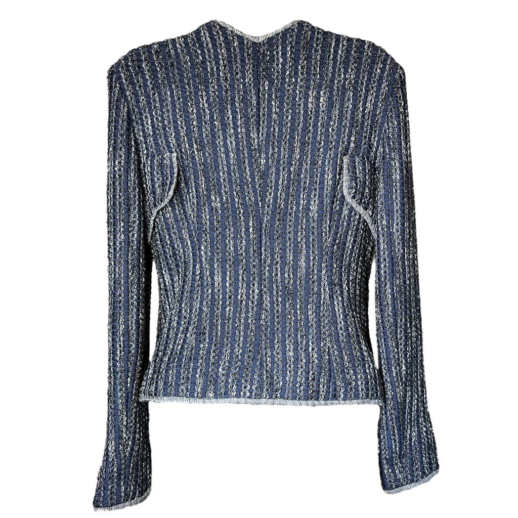 Theyskens’ Theory Tweed Collarless Blazer – Distressed, Silk-Lined, US 6 – pre-loved