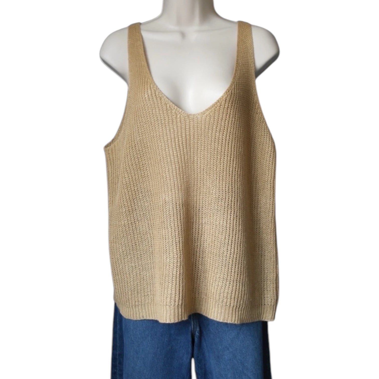 Nili Lotan “Nala” Linen Open-Knit Tank – Relaxed Sweater Top, L