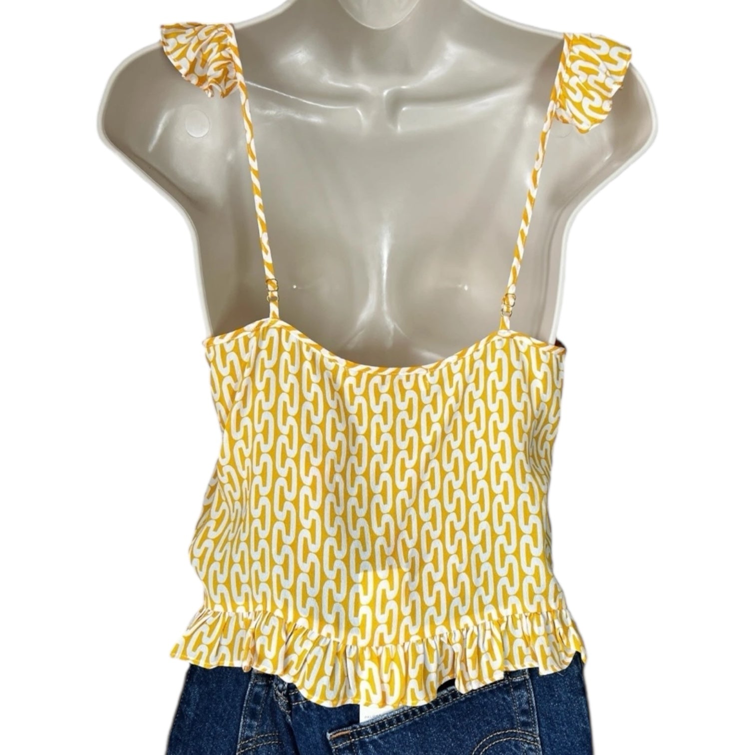 Paloma Blue Silk Ruffle Crop Top – S