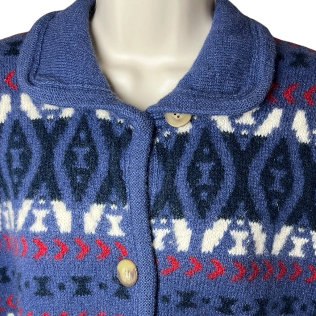 Vintage Laura Ashley Wool Knit Intarsia Cardigan – M