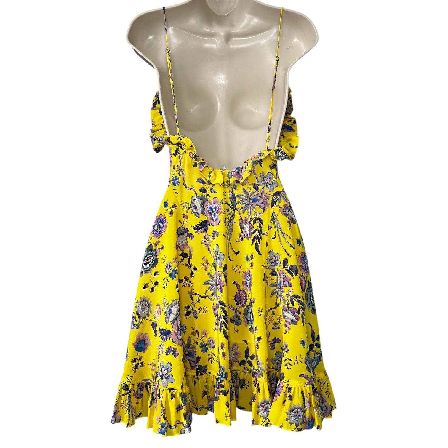 Les Rêveries Floral Silk Ruffle Mini Dress – Liberty Fabric, US2 – pre-loved