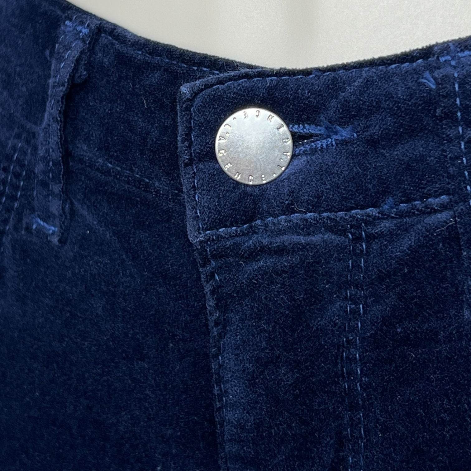 L’Agence “Solana” Velvet Flare Trousers – Mid Rise, Big Flare, Blue, Size 25 – pre-loved
