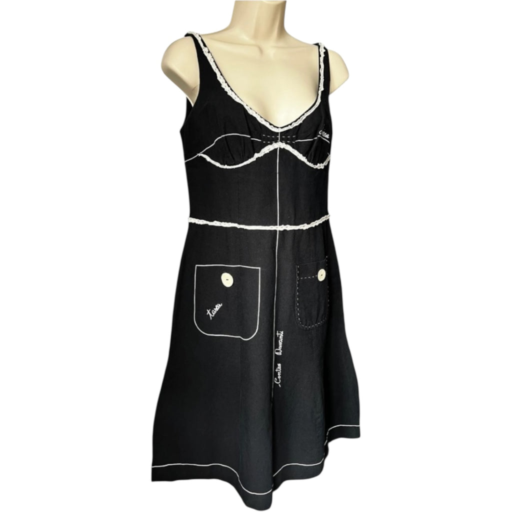 Vintage Moschino Sloper Linen Dress – Rare 90s Collectible, IT44 – pre-loved