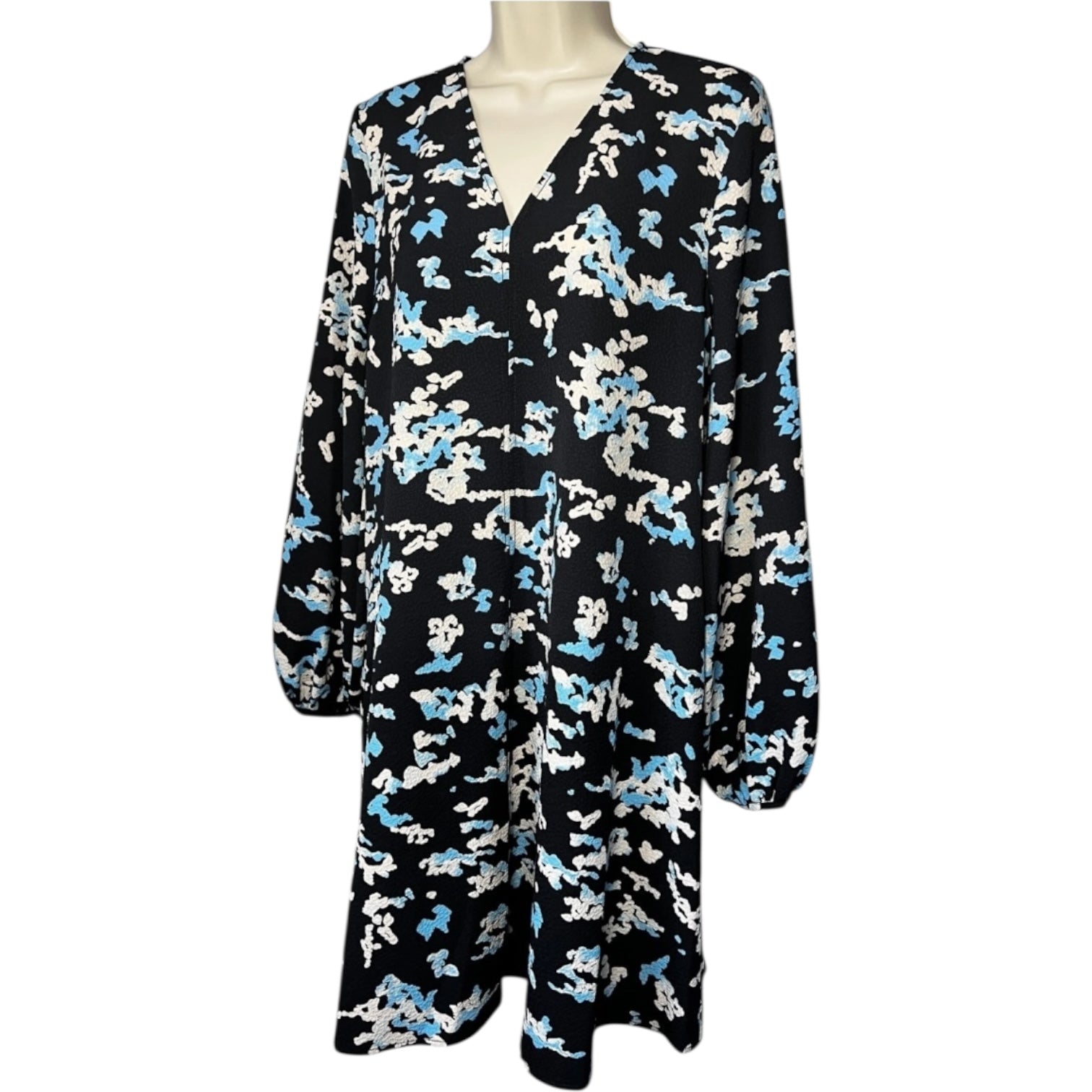 Stine Goya Wallpaper Print Mini Dress – V-Neck, Puff Sleeves, XS – pre-loved