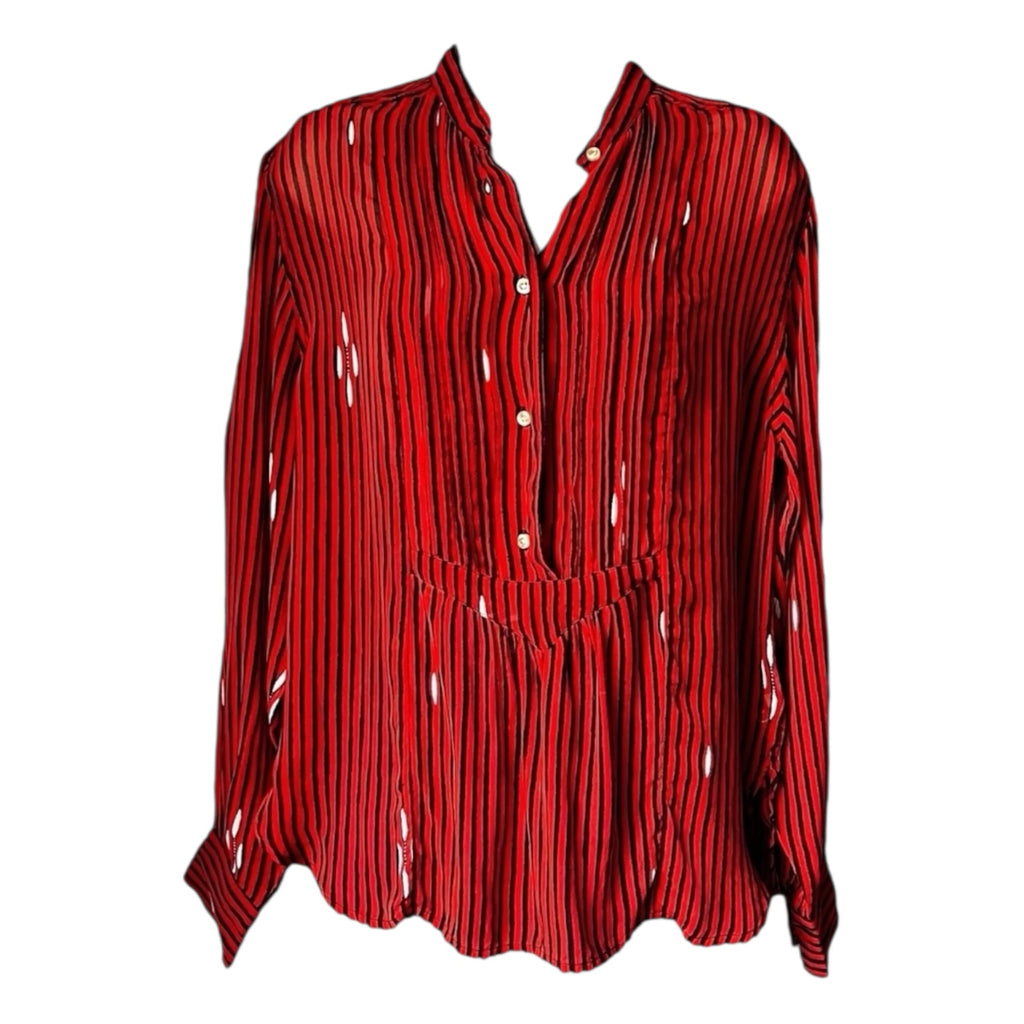 Isabel Marant Étoile Striped Voile Bib Blouse – Oversized Sheer Shirt, FR36 – pre-loved