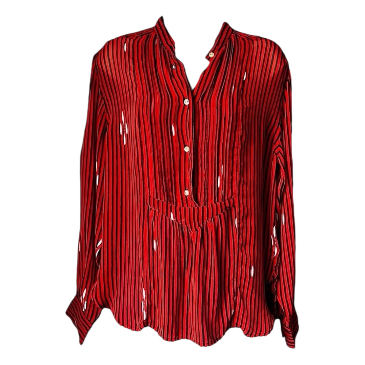Isabel Marant Étoile Striped Voile Bib Blouse – Oversized Sheer Shirt, FR36 – pre-loved