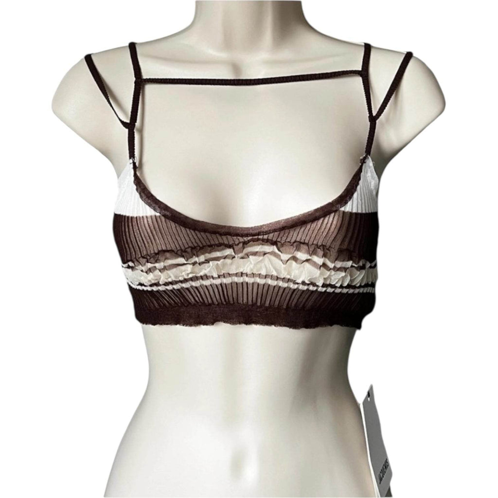 Jacquemus Le Papier Sheer Rib Knit Stripe Bralette – Le Bandeau Sognu, Brown FR38 – pre-loved