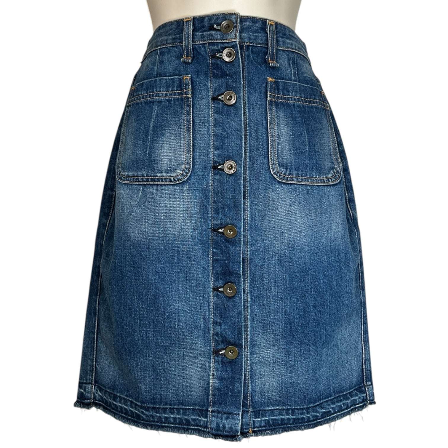 Rag & Bone Denim Mini Skirt – Patch Pockets, High Waisted, W25 – pre-loved