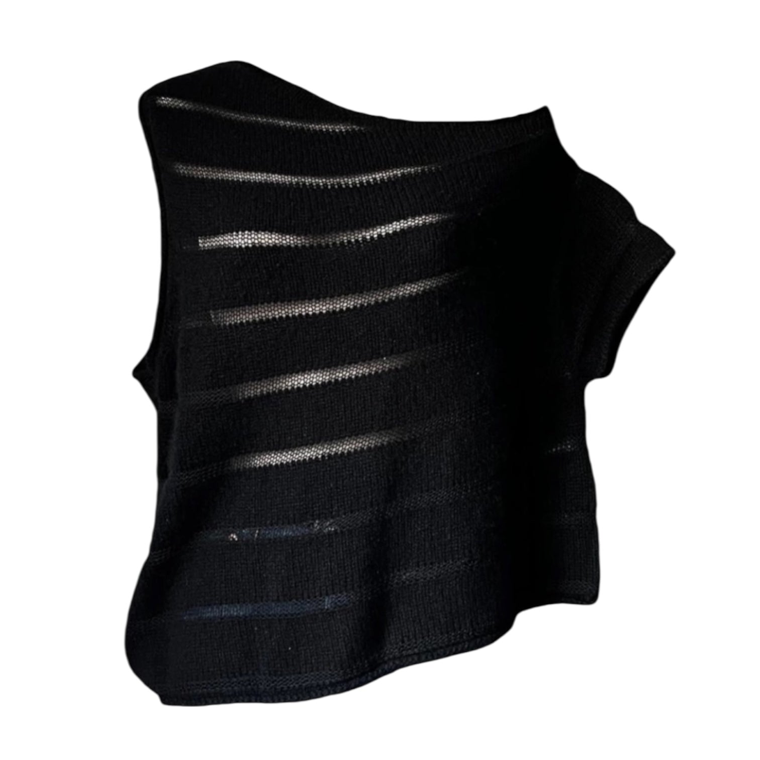 RTA Black Cashmere Crochet Knit Jumper – Asymmetric, Size L – pre-loved