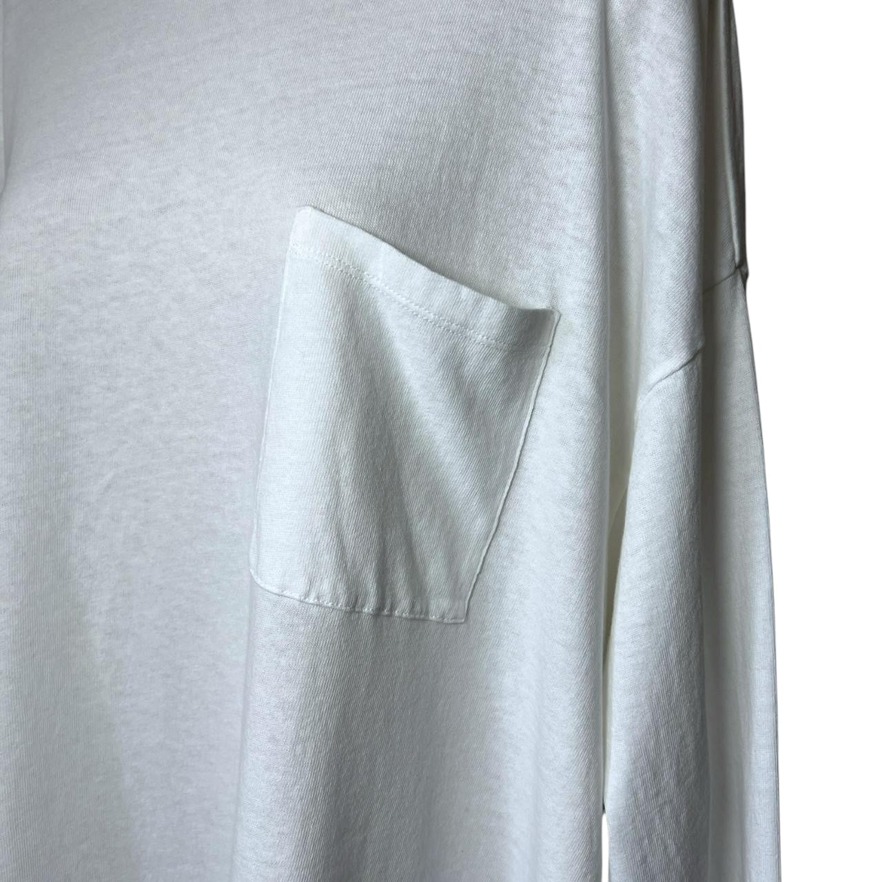 Khaite White Logo Patch Oversized Tee – Cotton Long Sleeve T-Shirt, XL