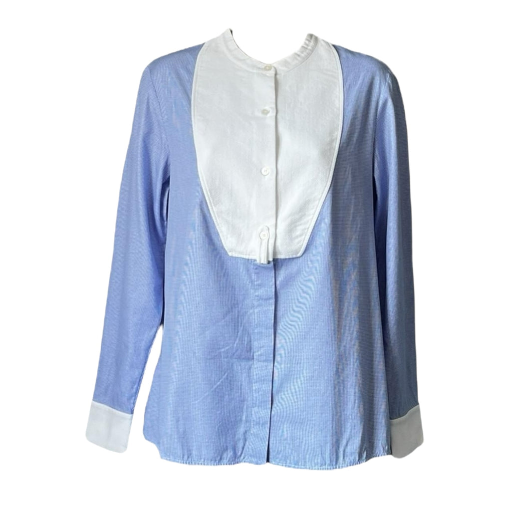 Stella McCartney Houndstooth Cotton Button Shirt – Retro Bib Front Wrap-Back, IT38