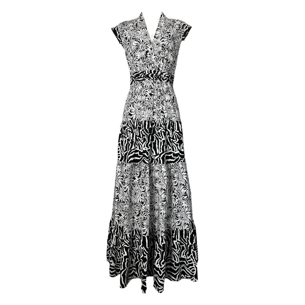 DVF Floral Tiered Maxi Dress – Pompom Zebra Print, US6 – pre-loved
