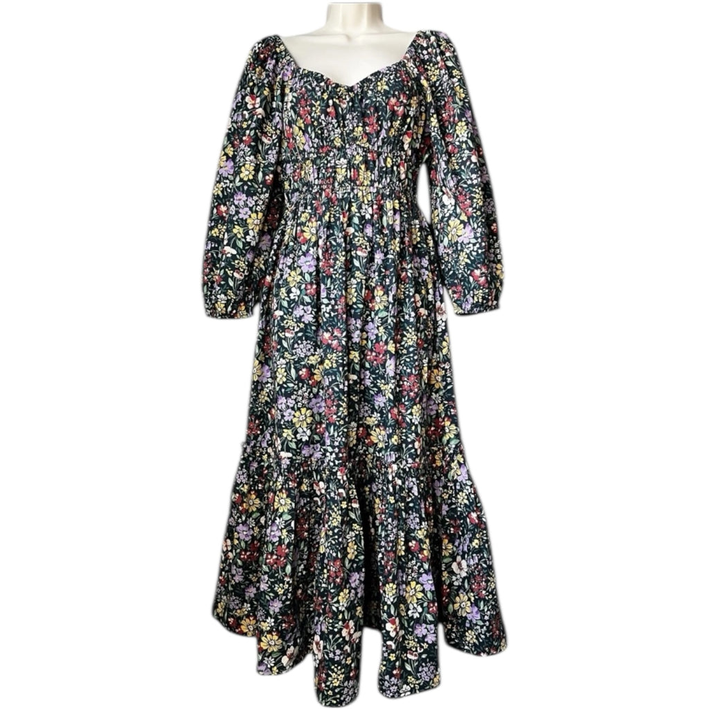 Pink City Prints Prairie Tiered Sweetheart Midi Dress – Cotton, XS