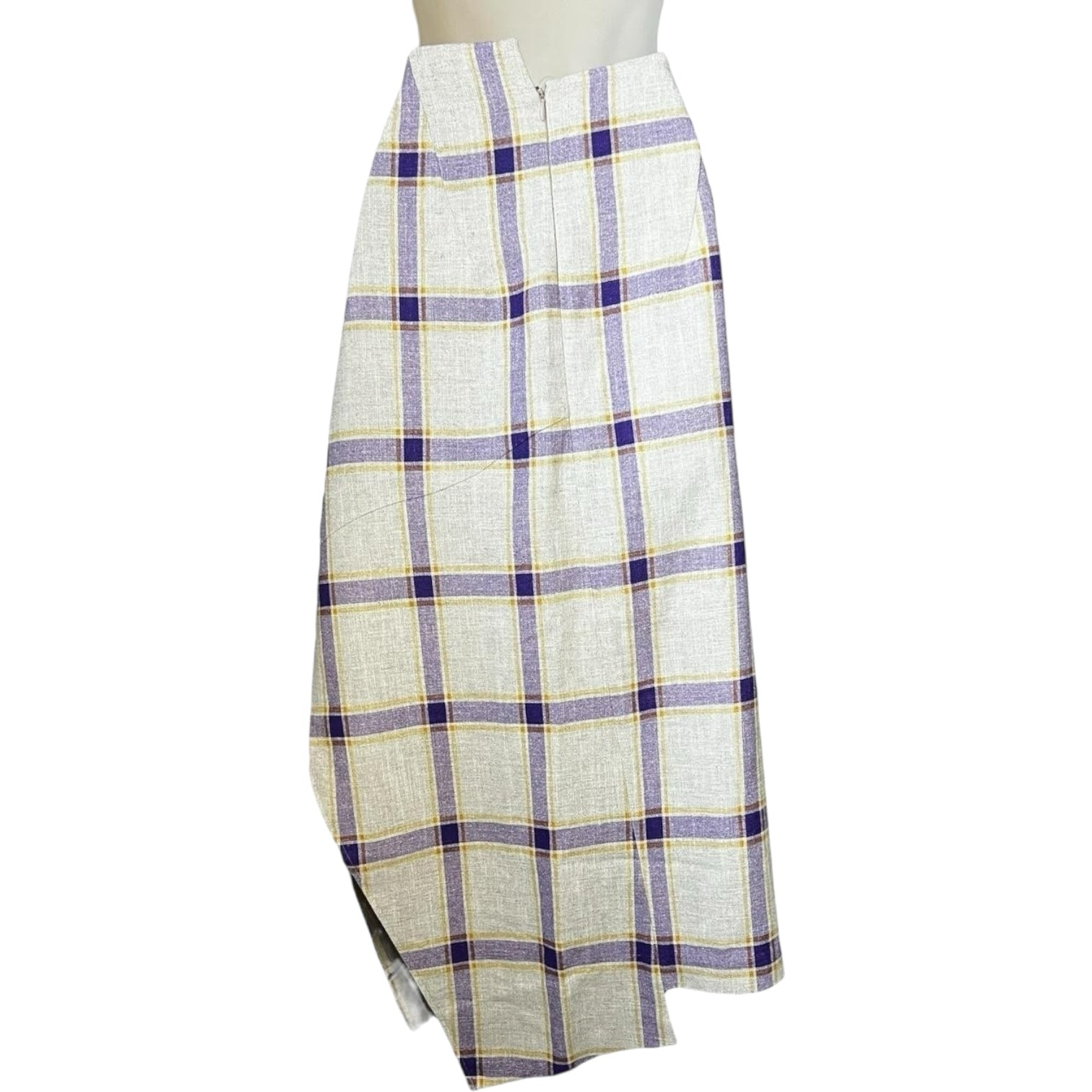 Rejina Pyo Kristine Linen Check Midi Skirt – Asymmetrical, UK12