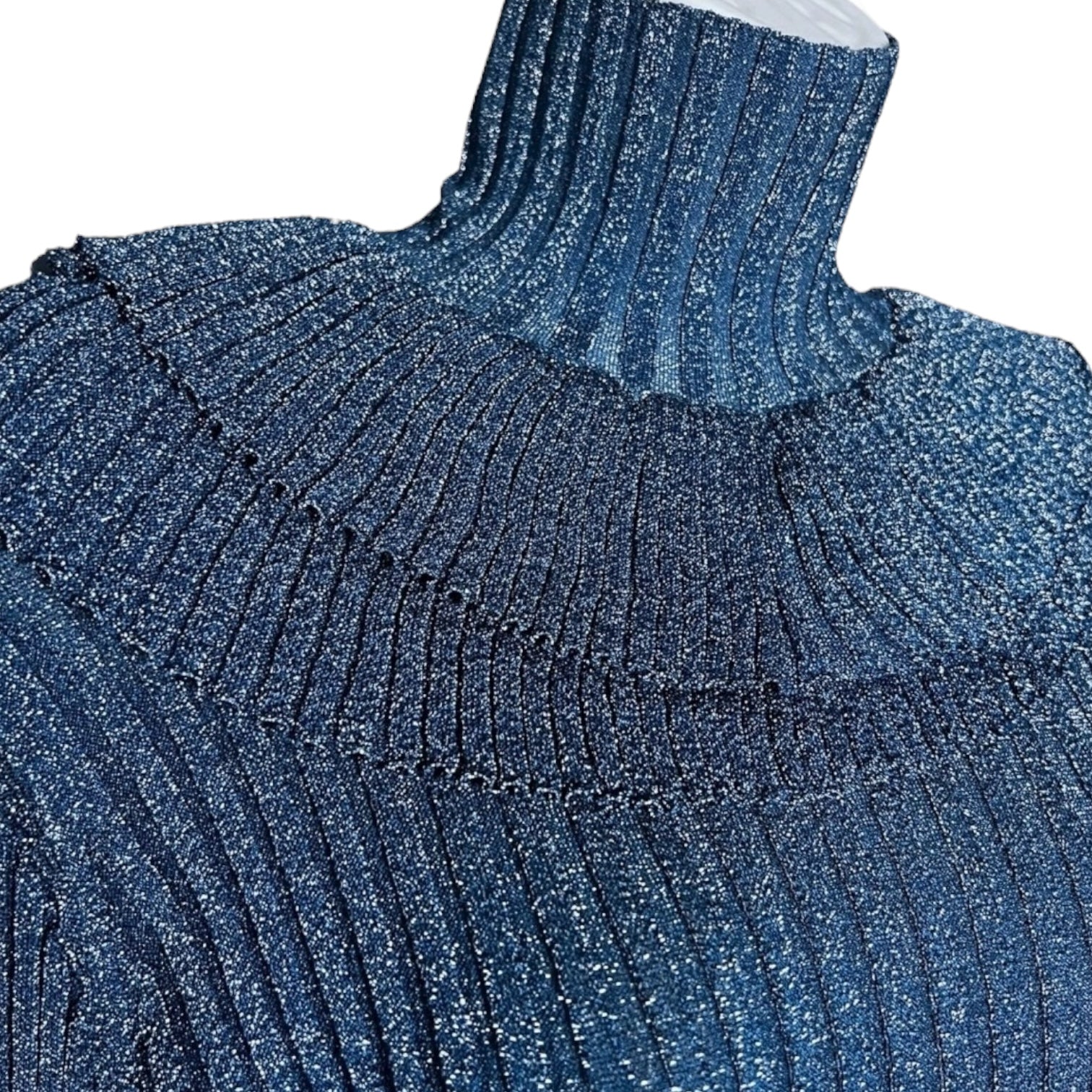 Chloé Metallic Silk Knit Turtleneck Sweater – Ruffle, S