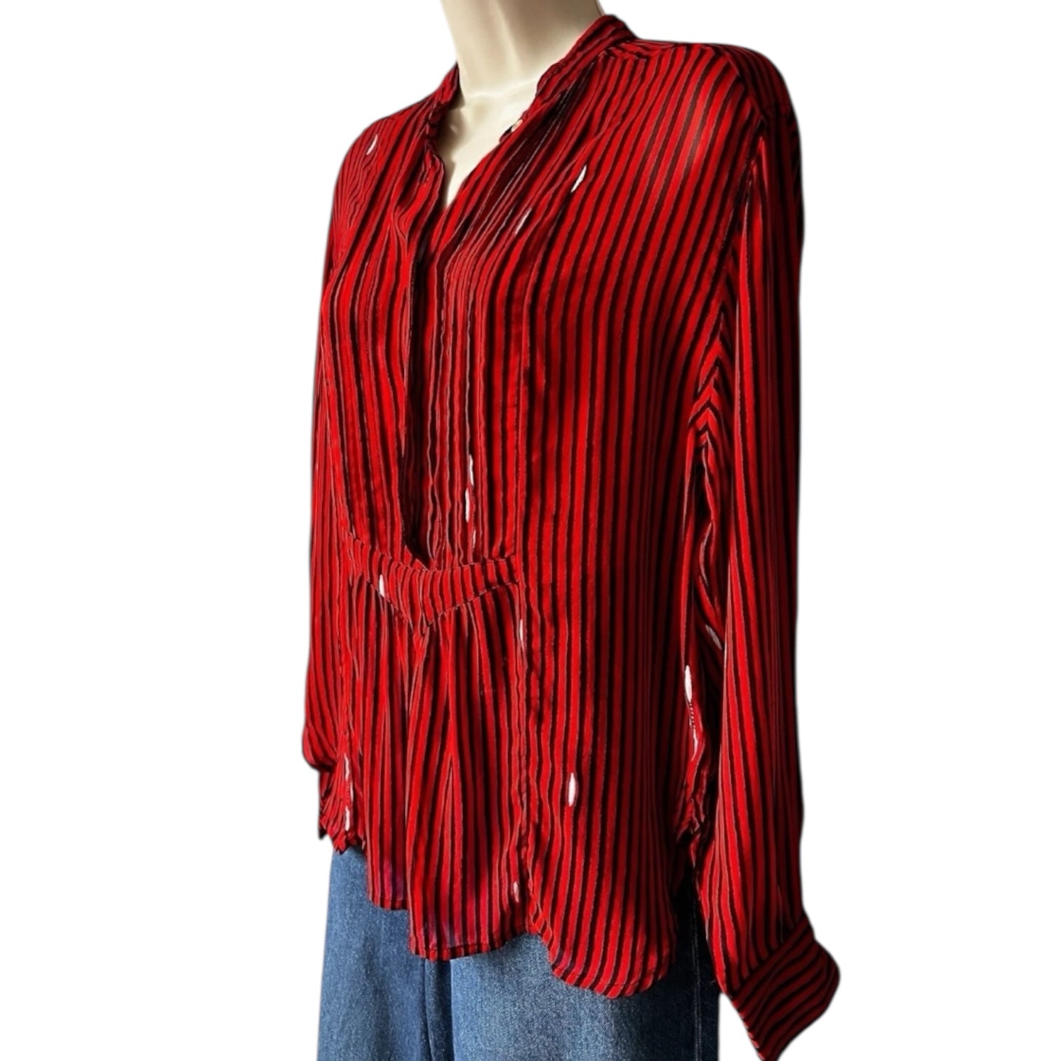 Isabel Marant Étoile Striped Voile Bib Blouse – Oversized Sheer Shirt, FR36 – pre-loved