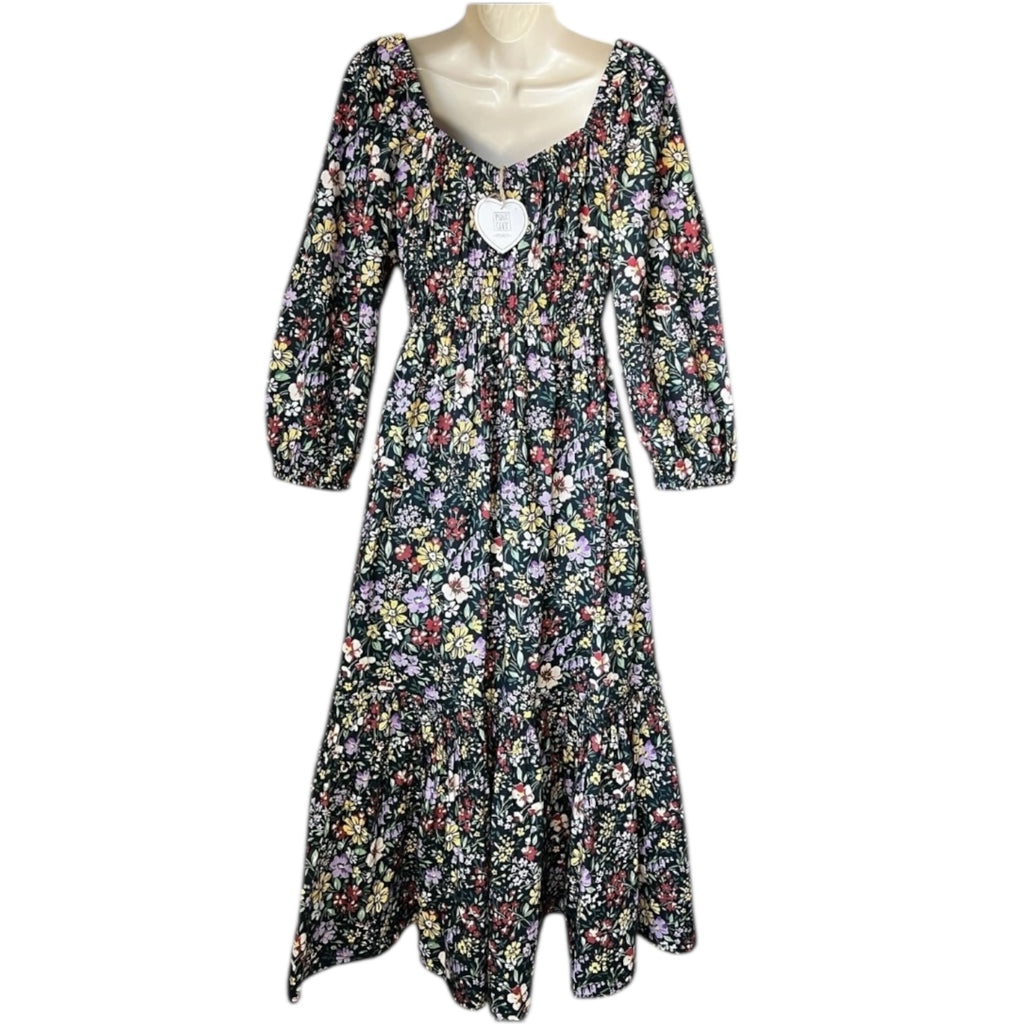 Pink City Prints Prairie Tiered Sweetheart Midi Dress – Cotton, XS