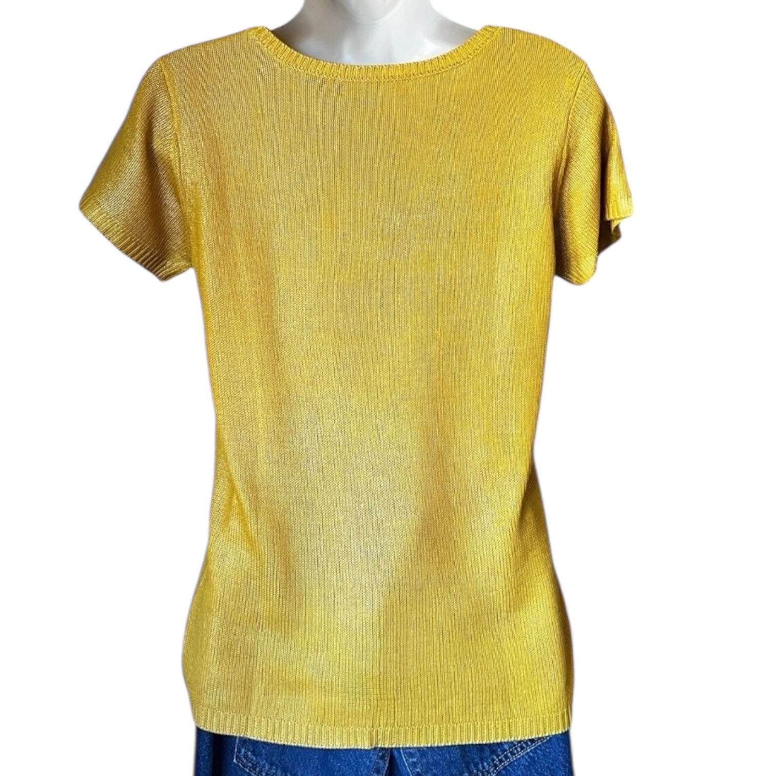 Majestic Filatures Gold Silk Knit Metallic T-Shirt Jumper – Sz 1 (S)