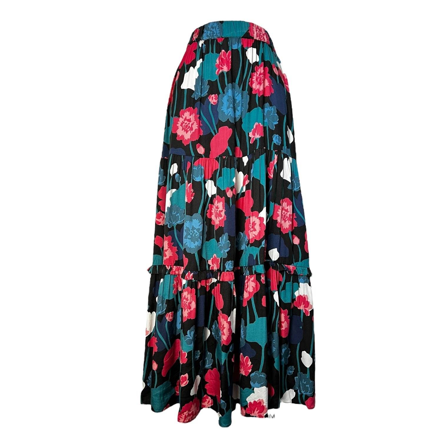 Kate Spade Silk Blend Maxi Skirt – Floral Print, Tiered, Size S – pre-loved