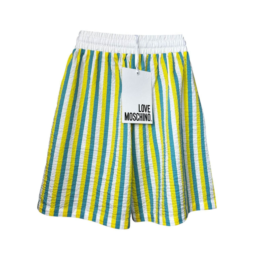 Love Moschino Striped Lyocell Boxer Shorts – High Waisted, Elastic Waist, IT40 (UK8) – pre-loved