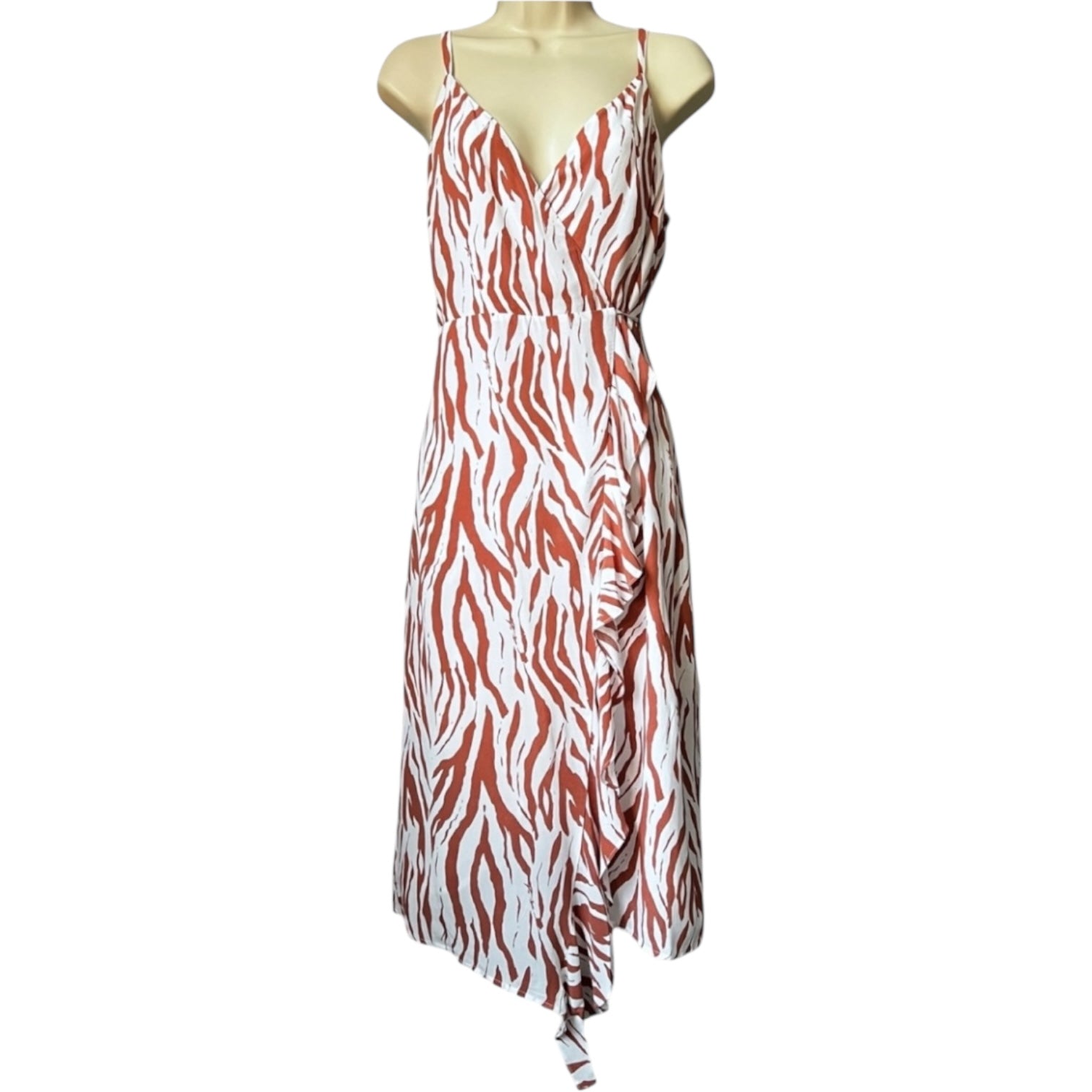 Rails Zebra Print Wrap Midi Dress – Rayon, Size S – pre-loved