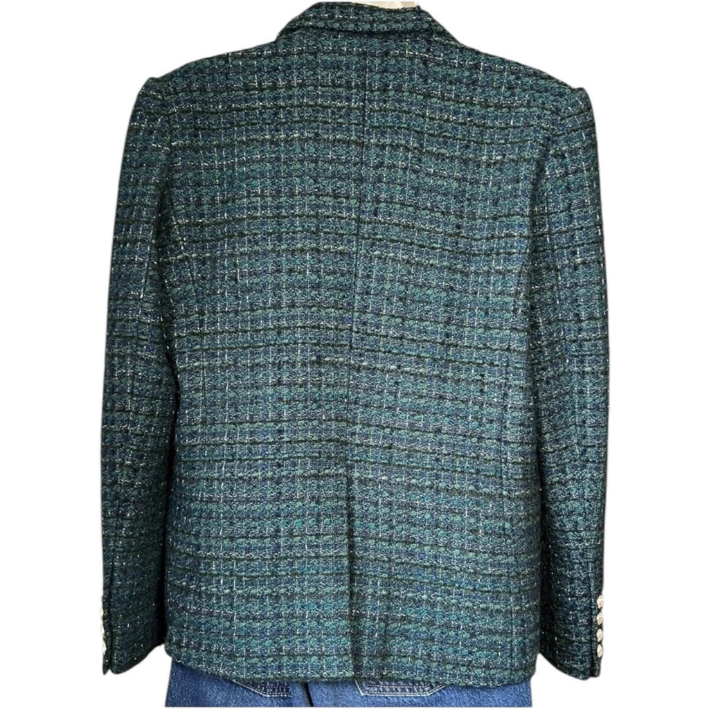 Generation Love Kaya Blazer – Metallic Hunter Green Tweed, Size L – pre-loved