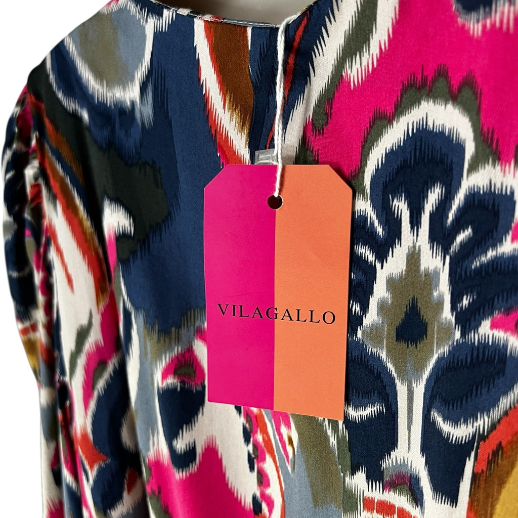 Vilagallo Floral Print Wrap Midi Dress – Long Sleeve Ruffle, EU40 (UK12)