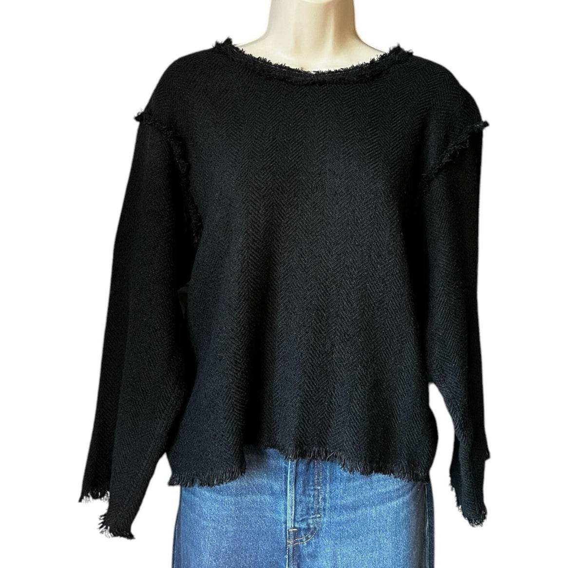 Isabel Marant Linen Fringe Jumper – Wide Sleeves, Relaxed Fit, FR 38 – pre-loved