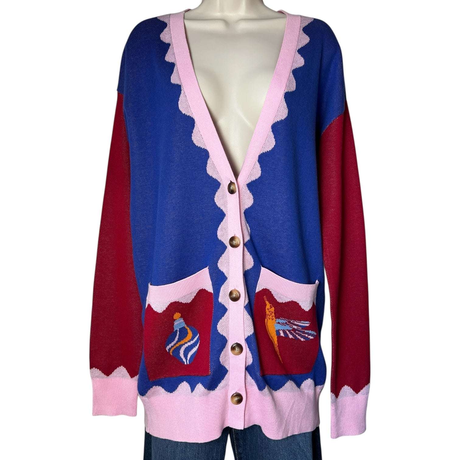 Paolita Mercury Knit Cardigan – Funky Stamp Print, Size L – pre-loved