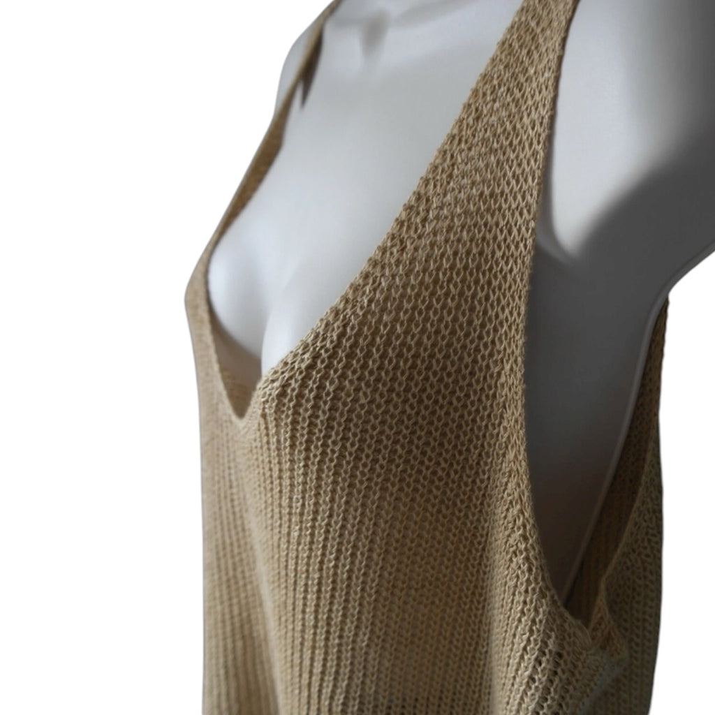 Nili Lotan “Nala” Linen Open-Knit Tank – Relaxed Sweater Top, L