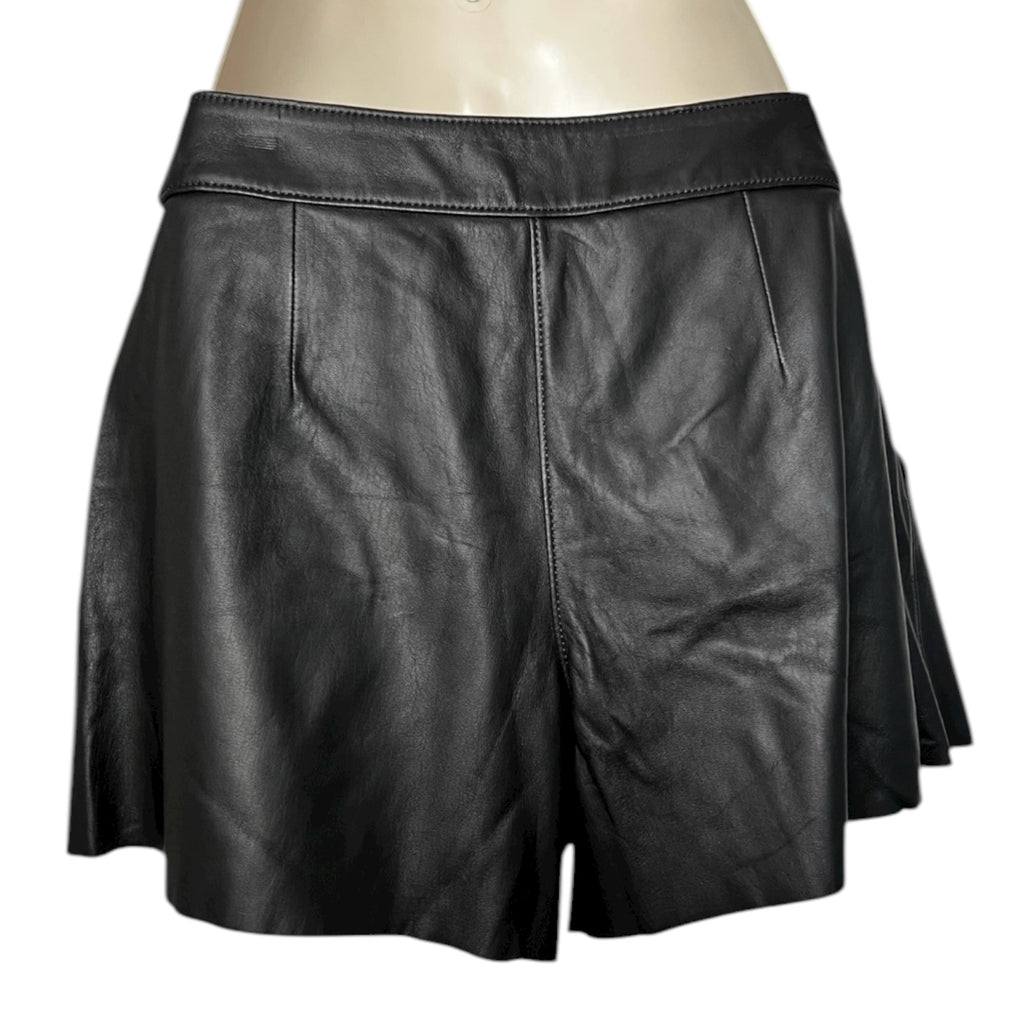 Coach Black Lamb Leather Mini Shorts – Mid Waist, US2