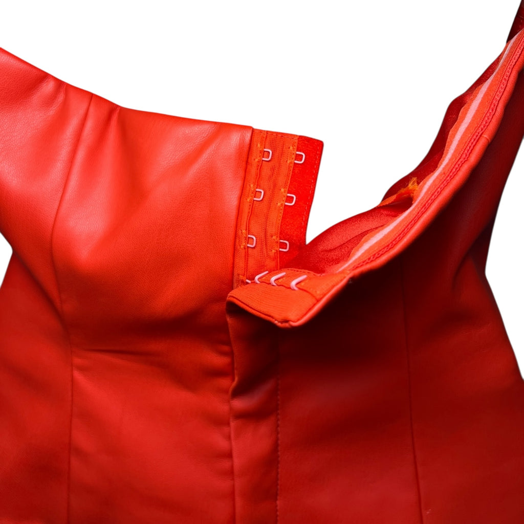 STAUD Cherry Red Vegan Leather Bustier Crop Top – US4 (UK8)