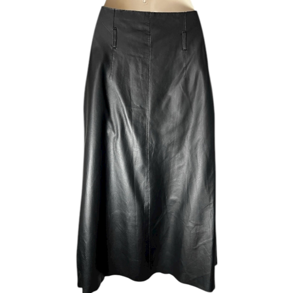 By Malene Birger Black Real Leather Pleated Midi Skirt – EU36