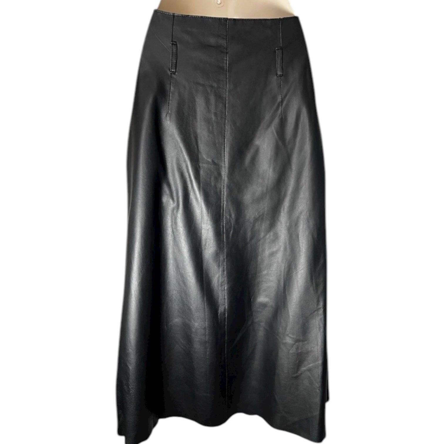 By Malene Birger Black Real Leather Pleated Midi Skirt – EU36