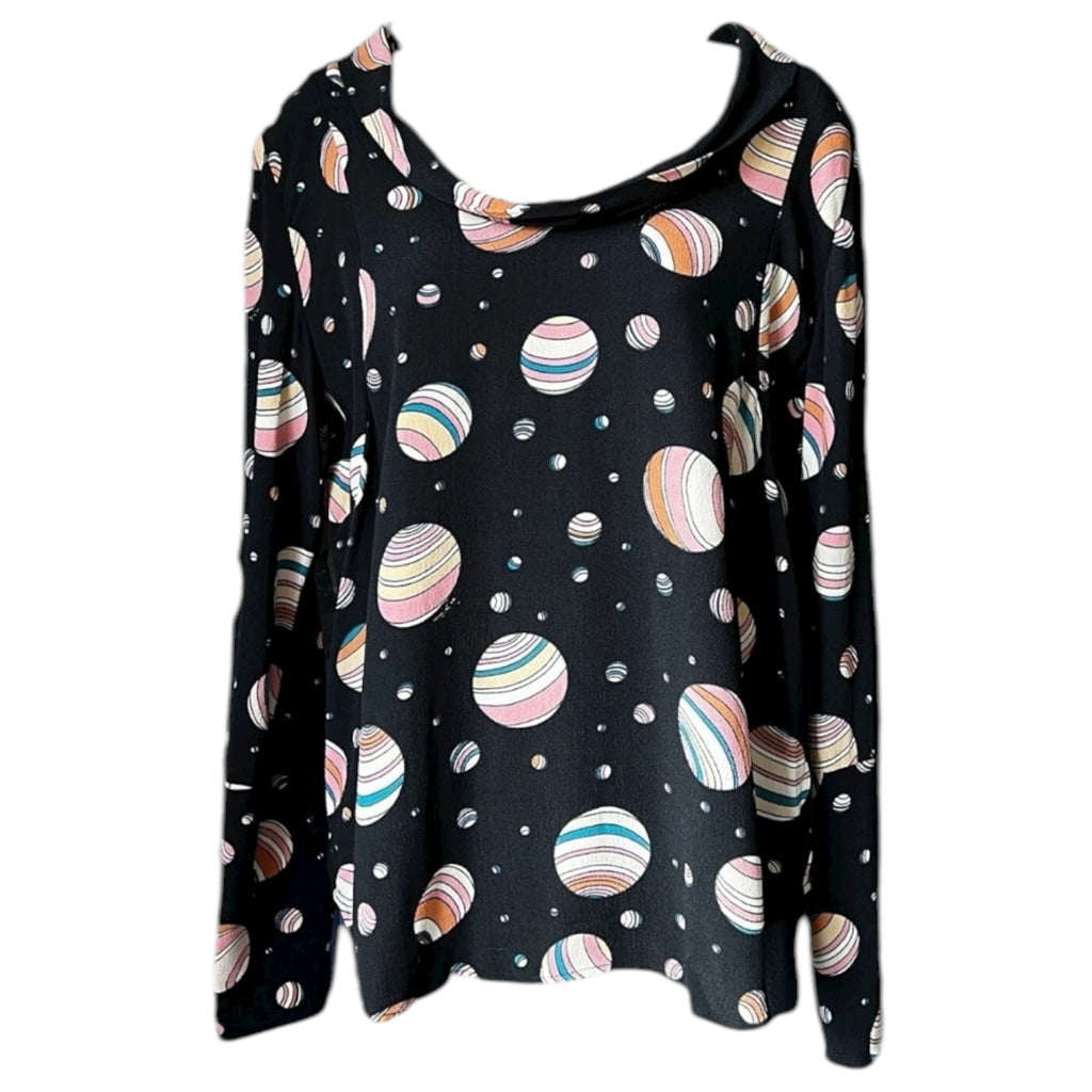 See By Chloé Planet Print Blouse – Celestial Long Sleeve Top, UK8