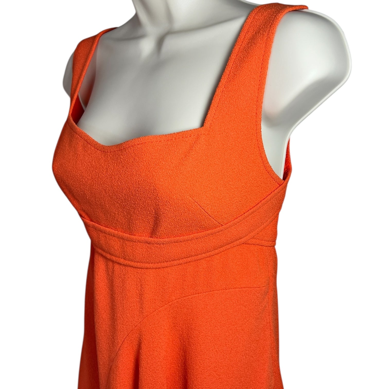 Victoria Beckham Orange Textured Sable Bustier Asymmetric Flare Mini Dress - UK12